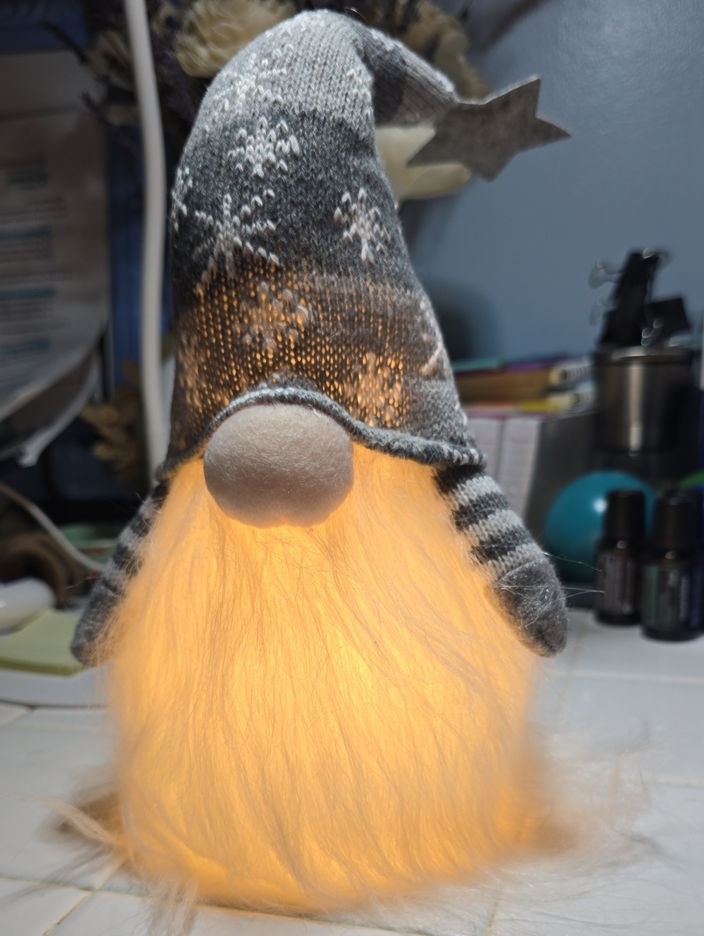 Target Gray Knit Nordic Gnome with Warm LED Glow - Christmas Theme
